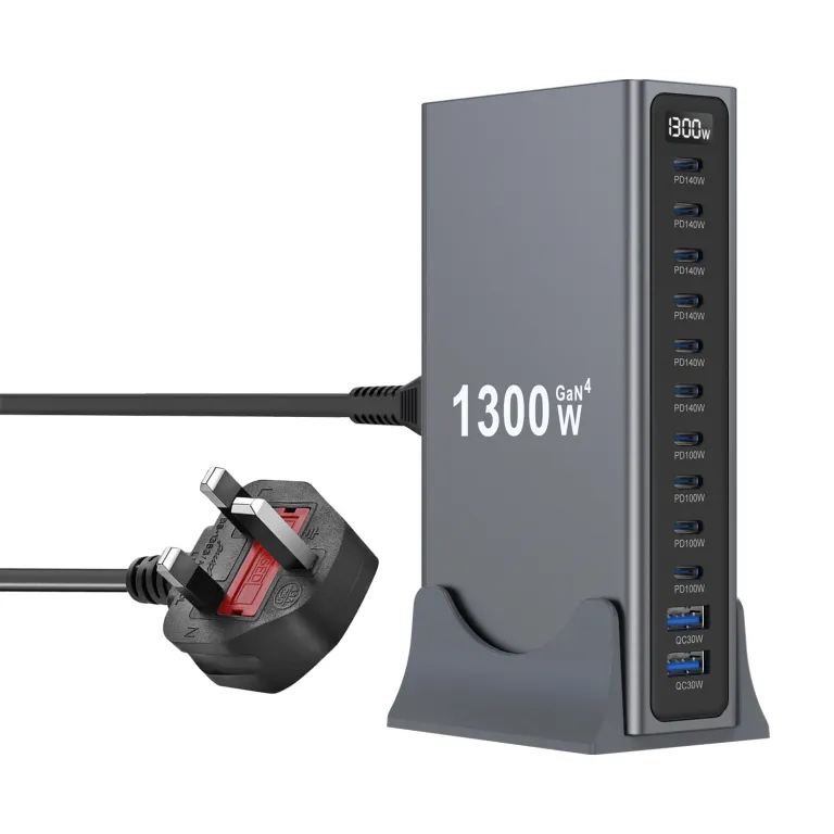 شارژر رومیزی 1200W مدل جدید بین‌المللی 1300W شارژر PD نیترید گالیوم 12 پورت رومیزی