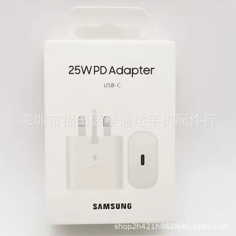 شارژر اورجینال 25w با دوشاخه بریتانیایی مناسب سامسونگ note10 S20 s21 تایپ سی 25w شارژ سریع