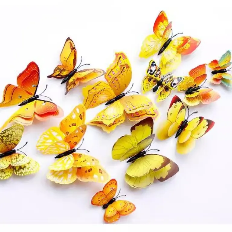 3D برچسب دیواری پروانه سه‌بعدی خلاقانه خودچسب برای اتاق کودک، پذیرایی و یخچال