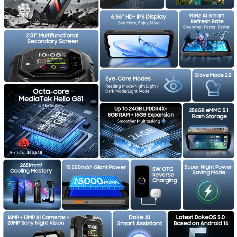 گوشی هوشمند سه‌محافظ سری Blackview ROcK نسل 1 با نمایشگر ثانویه بزرگ، تحویل هنگ کنگ
