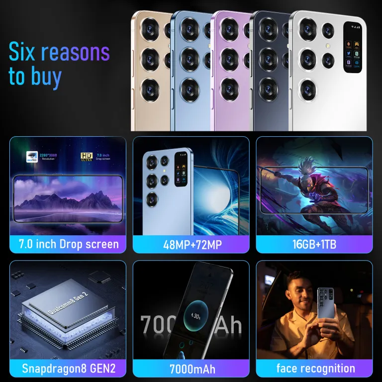 گوشی هوشمند جدید برون‌مرزی S26 Ultra 5G 7.3 اینچ صفحه‌نمایش بزرگ 16+1TB حافظه تولیدکننده اصلی عمده‌فروشی
