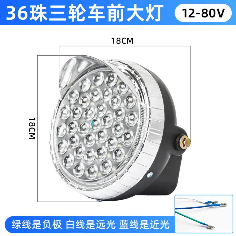 چراغ جلو LED فوق‌روشن گرد 12v-80V برای موتورسیکلت و سه‌چرخه برقی