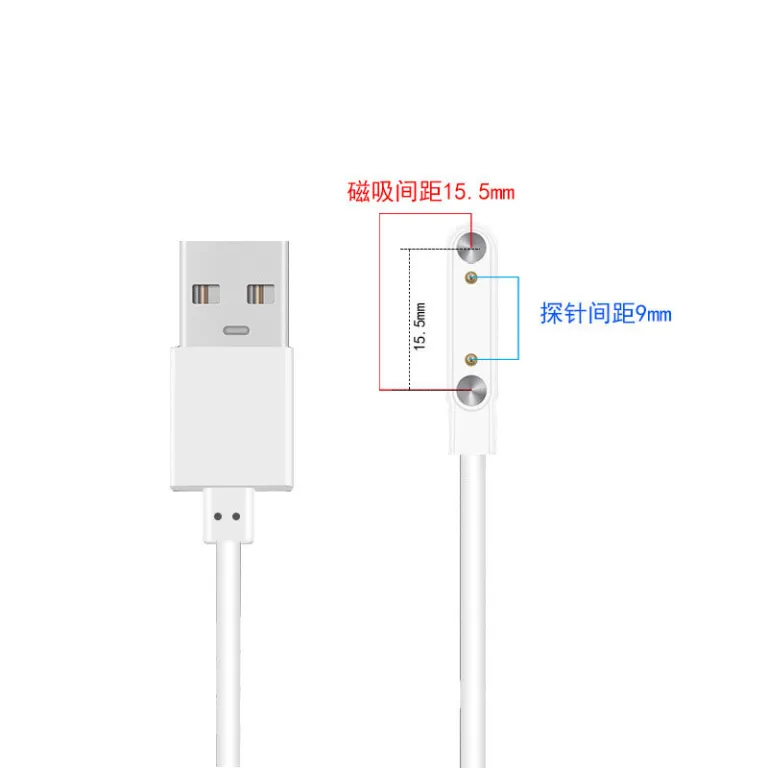 کابل شارژ ساعت هوشمند کودک 2 پین 4 نقطه 7.62mm4.0m کابل دیتای شارژ مغناطیسی ردیفی