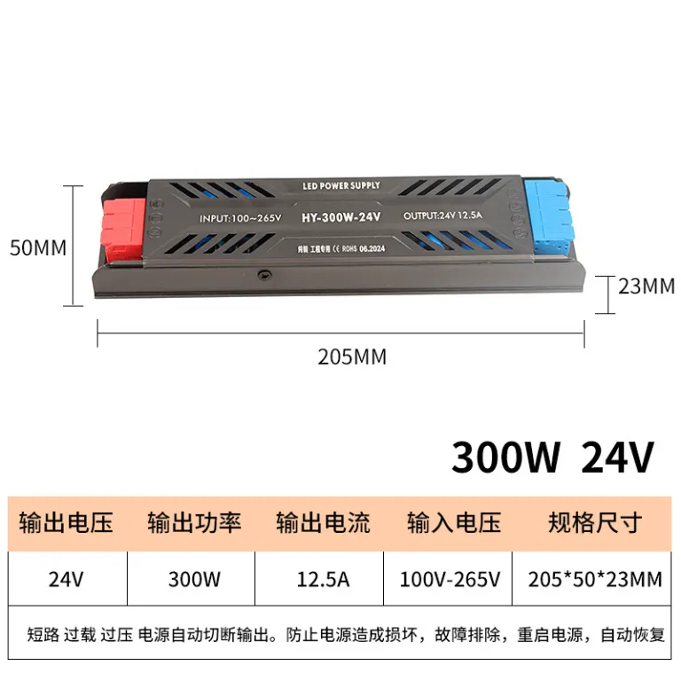 منبع تغذیه سوئیچینگ فوق‌باریک با رزین 24V منبع تغذیه جعبه نور درایور LED ولتاژ پایین برای نوار LED و چراغ خطی ریلی