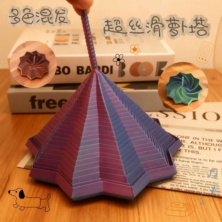 3D اسباب‌بازی ضد استرس مارپیچ سه‌بعدی حسی ستاره‌ای شکل با دسته، مجسمه رومیزی کوچک