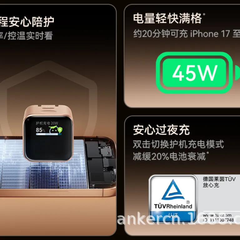 شارژر Anker انکر AnXin Smart مناسب اپل 17Promax شارژ سریع گوشی 45W شارژر A