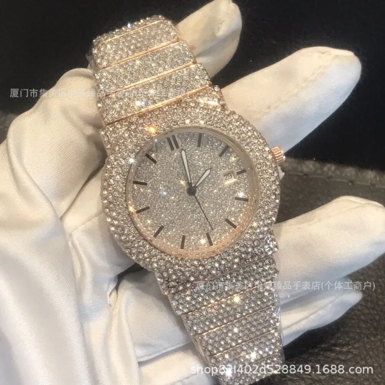 2025 ساعت مردانه باکیفیت تمام الماس AP، پرفروش در Dunhuang و AliExpress، شیک و مد روز، موتور کوارتز، عرضه مستقیم از کارخانه