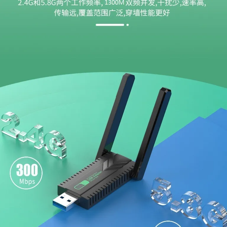 دانگل وای‌فای USB دو بانده گیگابیتی بدون نیاز به درایور 5G گیرنده وای‌فای برای کامپیوتر رومیزی، لپ‌تاپ و فرستنده