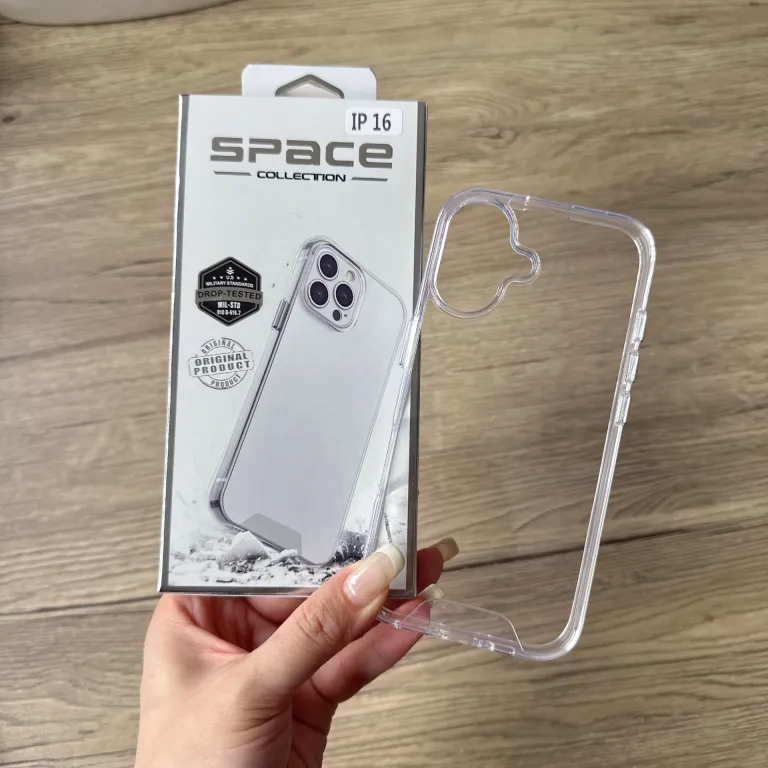 قاب فضایی شفاف اکریلیک با لبه نرم TPU ضد ضربه پرفروش مناسب Iphone17PROMAX/17
