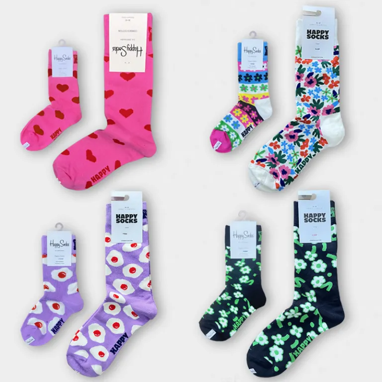 جوراب بچگانه HappySocks طرح کارتونی ساق متوسط مدل هایپی مناسب دختر و پسر برای استفاده بیرون از منزل طرح بامزه عمده و خانوادگی