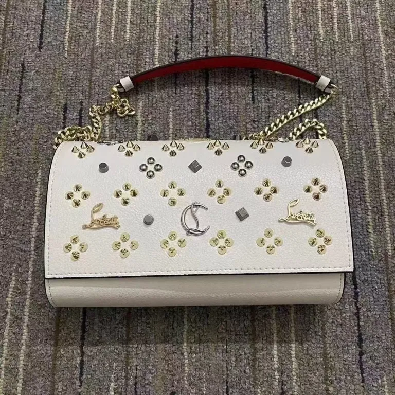 کیف دوشی زنانه طرح Christian Louboutin با پرچ و کف قرمز
