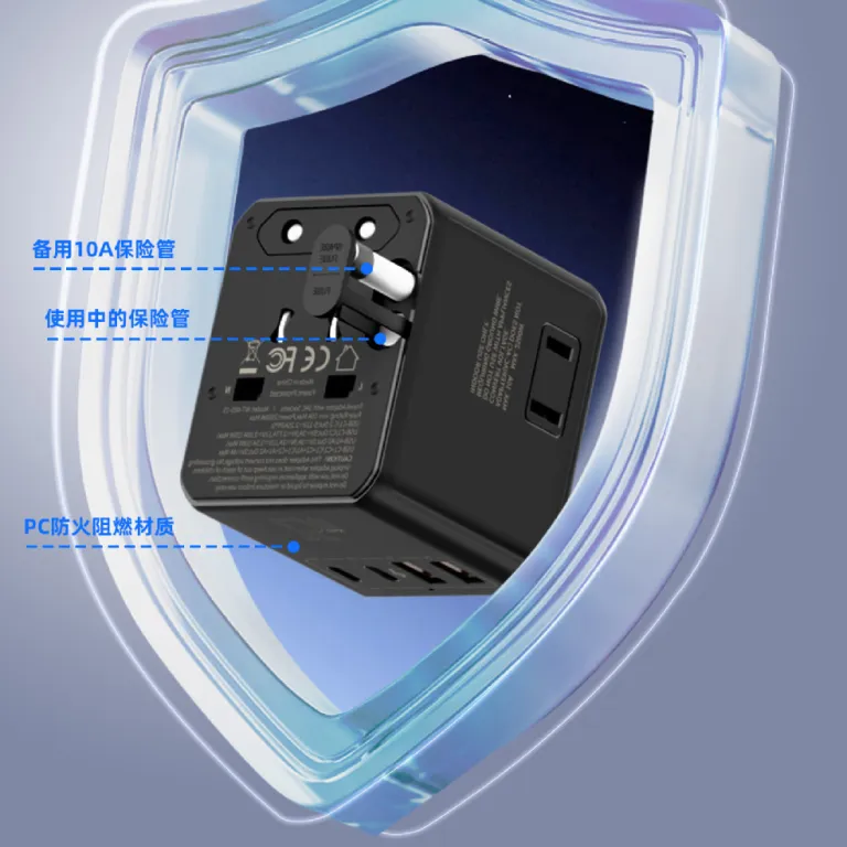 مبدل چندکاره برق کارخانه 25W شارژ سریع 3AC پریز استاندارد اروپا مبدل چندمنظوره تبدیل برق جهانی