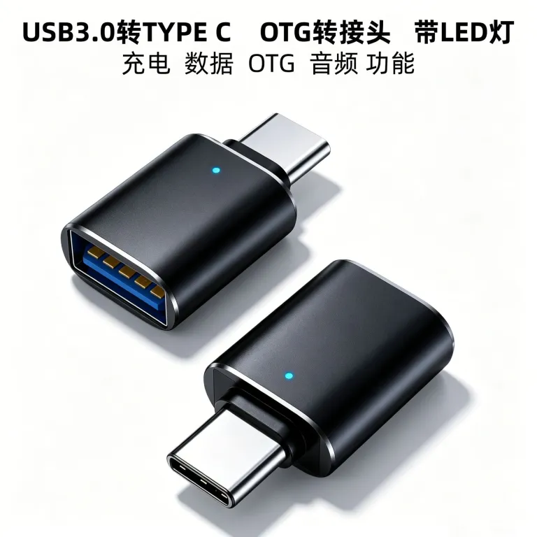 مبدل تایپ سی OTG برای گوشی، فلش مموری و کارت خوان با نشانگر LED usb3.05g