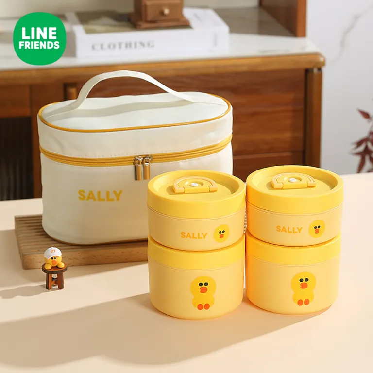 خرس براون 304 ظرف غذای استیل ضدزنگ عایق حرارتی گرد مخصوص ناهار دانش‌آموزان به سبک ژاپنی، قابل حمل برای محل کار و سوپ‌خوری