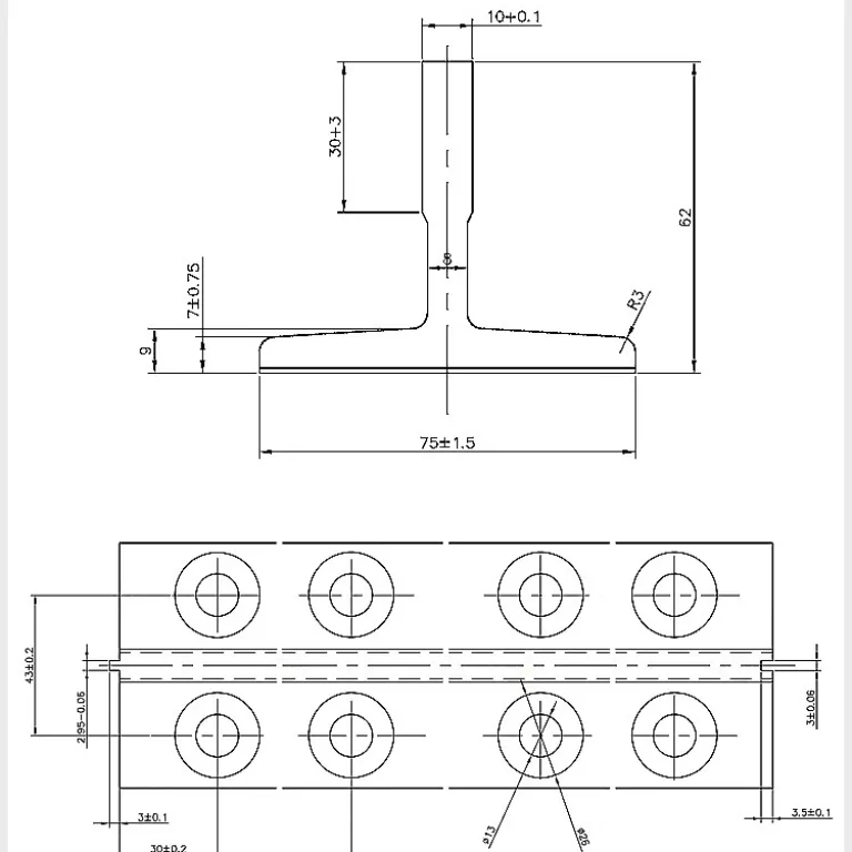 ریل آسانسور ماشین‌کاری‌شده T شکل T75/T78/T89/T90/T127T114T82T50 ریل آسانسور