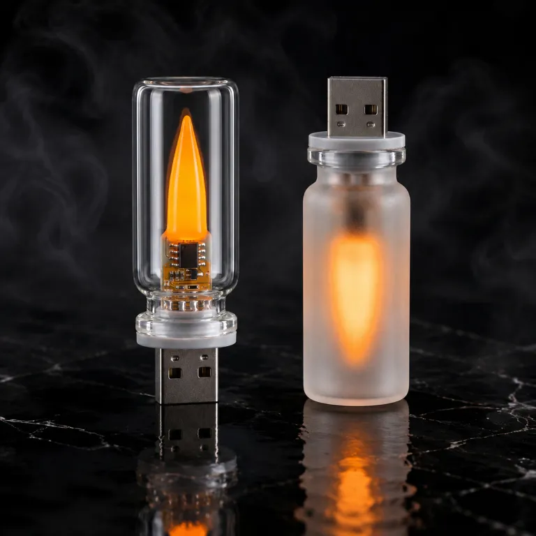 چراغ خواب شیشه‌ای با شعله LED شبیه‌سازی شده، طرح رترو، نور گرم، قابل سفارشی‌سازی