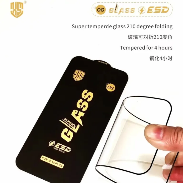گلس OG Glass ضد الکتریسیته ساکن با لبه خمیده فوق‌العاده بزرگ مناسب آیفون 17 16 15/Pro Max