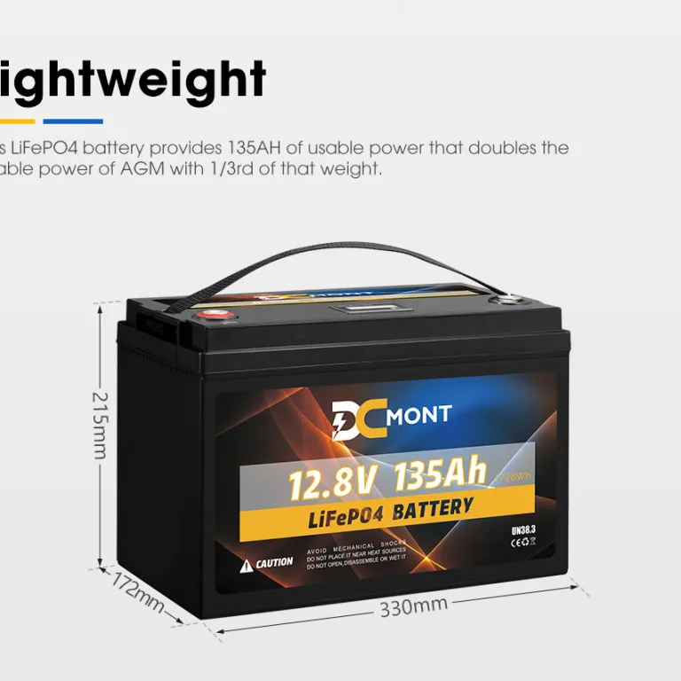باتری لیتیوم آهن فسفات DC MOUNT 12.8V 135AH با BMS داخلی مناسب برای تامین برق کاروان و کمپینگ
