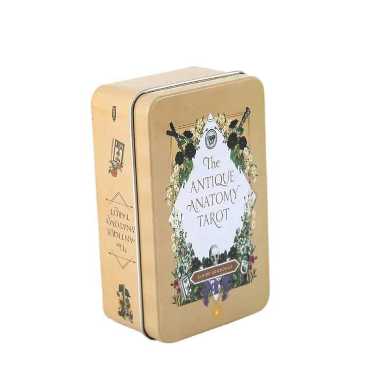 تاروت با روکش طلا جعبه فلزی لوکس Tarot Cards Deck همراه با دفترچه راهنمای کاغذی
