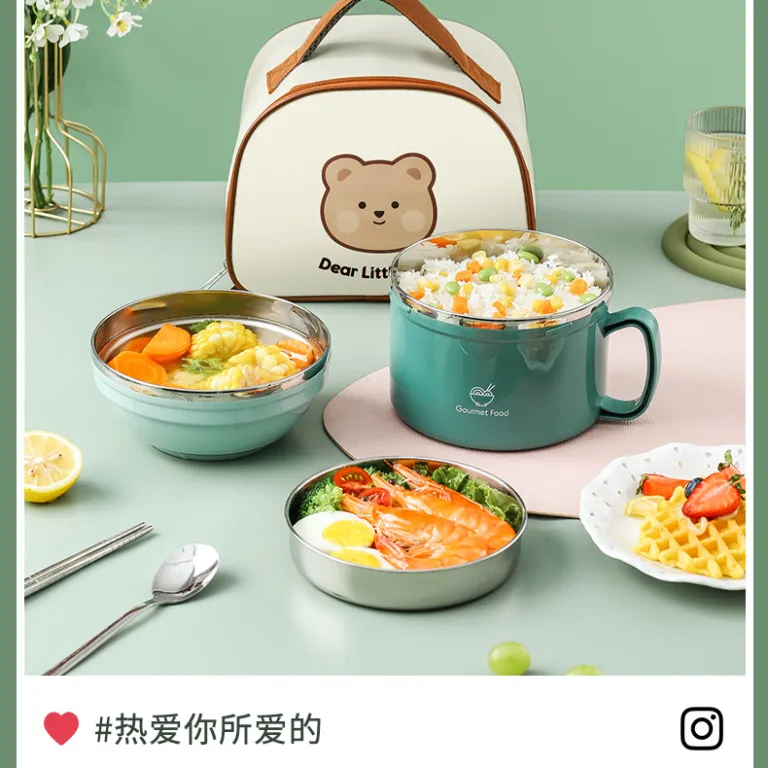 ظرف غذای استیل ضدزنگ 304 با ظرفیت بالا برای کودکان و دانش‌آموزان، مناسب ناهار مدرسه، سلف سرویس و فست‌فود