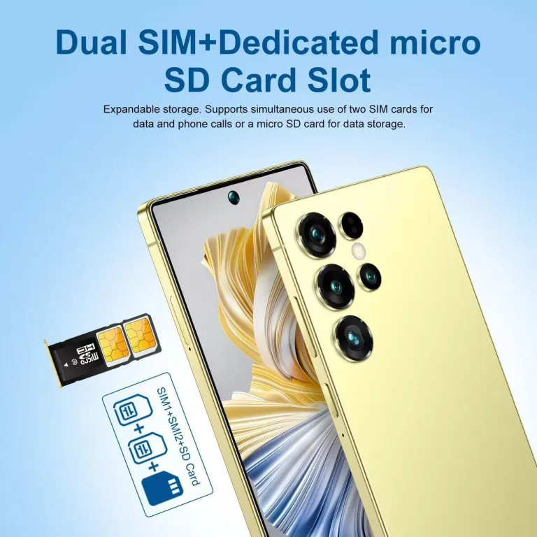 S26 ultra گوشی موبایل کراس‌بردر با صفحه‌نمایش بزرگ حفره‌دار اندروید موجودی آماده صادراتی پرفروش 7.3 اینچ قلم داخلی 4+64g