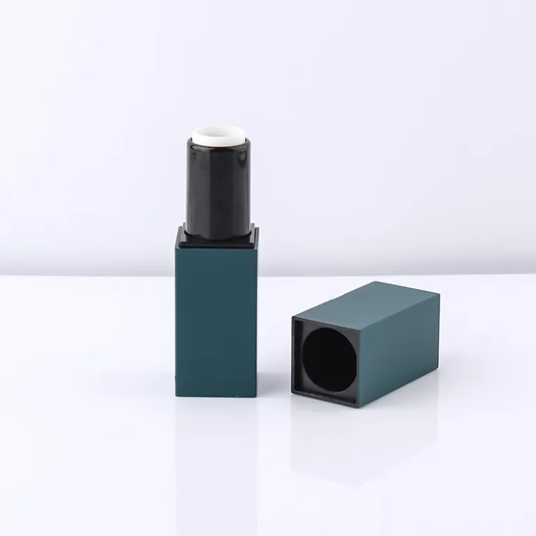 تیوپ رژ لب مربعی جدید سبز نظامی، بسته‌بندی لوکس چرخشی، تیوپ بالم و موم، عمده فروشی لوازم آرایشی