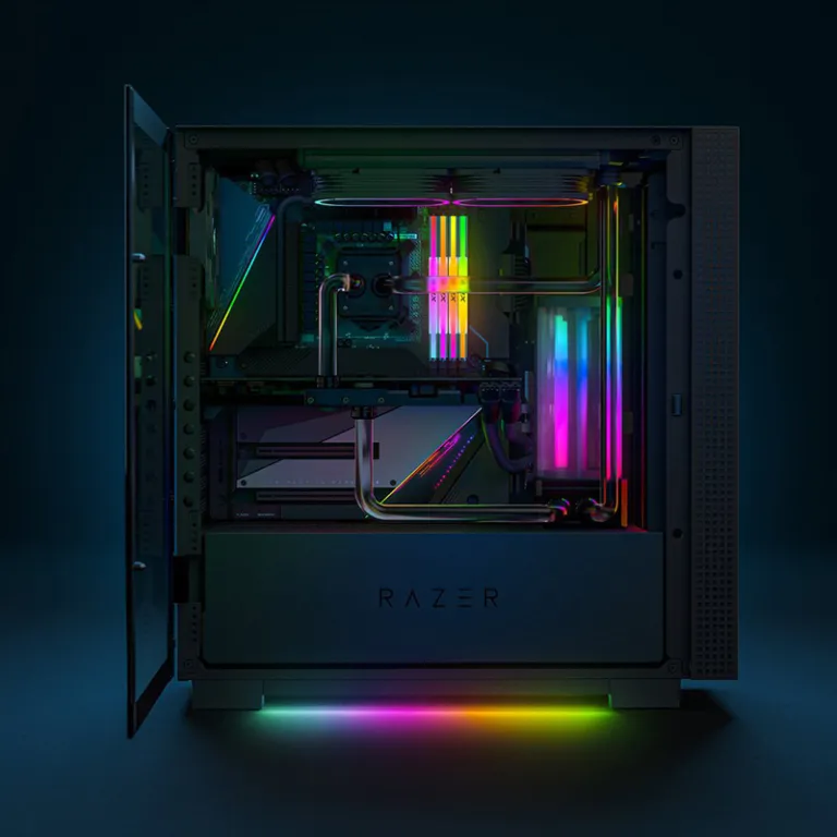کیس گیمینگ ATX Tomahawk با نورپردازی RGB، کیس میدتاور برای مونتاژ کامپیوتر DIY و خنک‌کننده آبی سفارشی