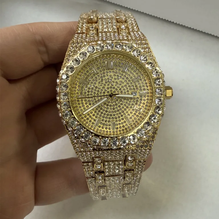 2025 ساعت مردانه باکیفیت تمام الماس AP، پرفروش در Dunhuang و AliExpress، شیک و مد روز، موتور کوارتز، عرضه مستقیم از کارخانه