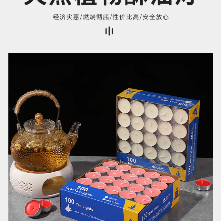 شمع چای بدون دود 4-8 ساعت، شمع کوچک گرد مخصوص گرم‌کردن و عطر‌افشانی، مناسب هتل و کی‌تی‌وی و تولد