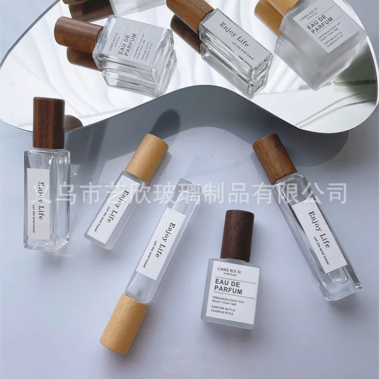 شیشه تقسیم عطر با درب چوبی خالی شیشهای 10ml لوکس مسافرتی قابل حمل 5ml شیشه اسپری نمونه شیشه عطر