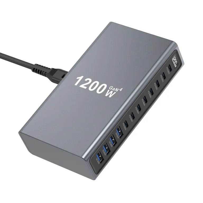 شارژر رومیزی 1200W مدل جدید بین‌المللی 1300W شارژر PD نیترید گالیوم 12 پورت رومیزی