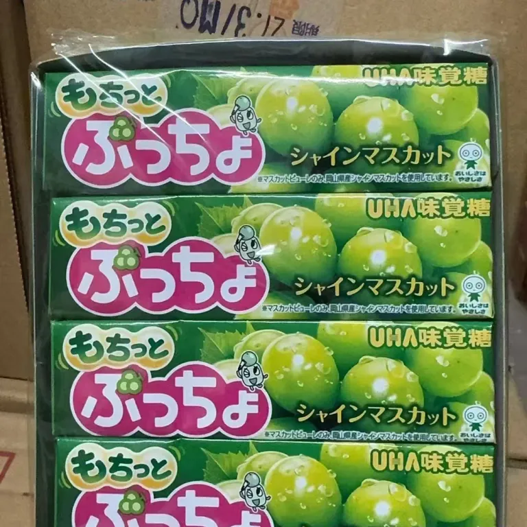 آبنبات ژلهای نرم با طعم میوه و مغزدار UHA ژاپن، بسته نواری 50g، آبنبات نوشابهای، مروارید، چای شیر