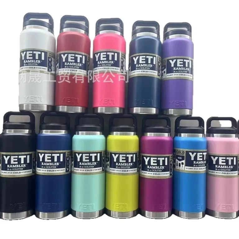 304 قمقمه استیل ضدزنگ YETI با دو درب و دسته، ظرفیت بالا، مناسب فضای باز و قابل حمل 36oz