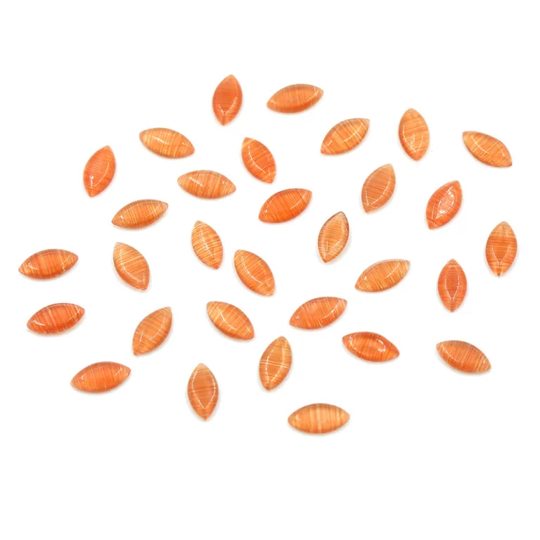 نگین چشم‌گربه‌ای مصنوعی بادامی 4*8mm با کف تخت، فروش مستقیم کارخانه، مناسب گردنبند، سگک کفش و لوازم چسبی