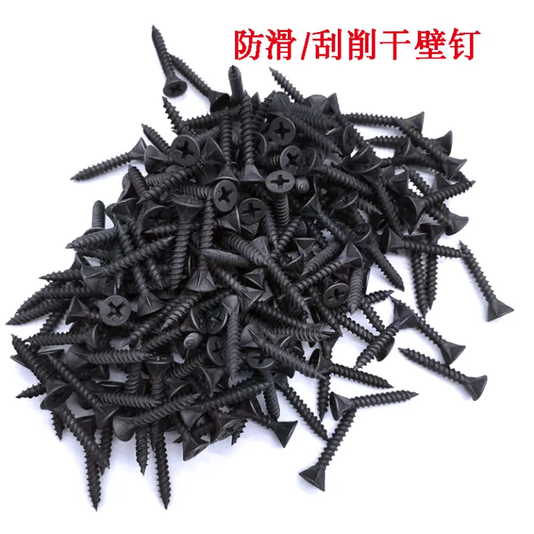 پیچ دیوار خشک مشکی مقاوم چهارسو سر تخت پیچ چوب خودکار M3.5mm