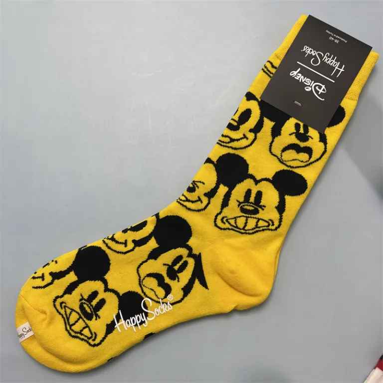 جوراب زنانه رنگارنگ HappySocks طرح کارتونی بامزه مدل اینستاگرامی نیمه‌ساقه بیرونی خیابانی