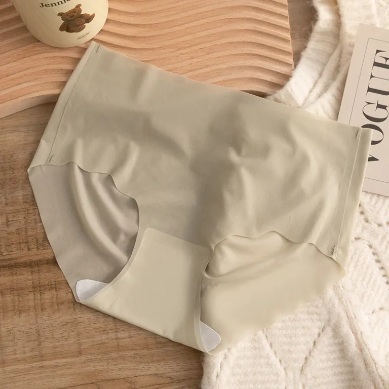 شلوارک زیر زنانه تابستانی نازک یخ‌ابریشم بدون درز کمر متوسط تنفس‌پذیر پنبه خالص فاق آنتی‌باکتریال لیفت باسن سه‌بعدی خنک ماسک‌صورت