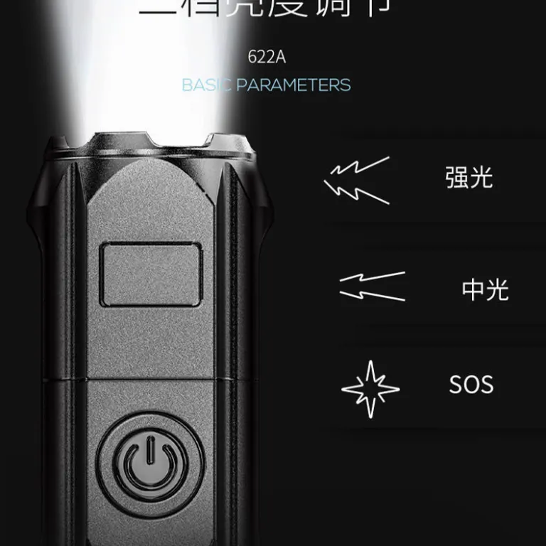 چراغ‌قوه USB با نور قوی، مناسب فضای باز، قابل حمل، بادوام، برد بلند، فوکوس متغیر، LED فوق‌روشن، شارژی، مناسب خانه، مواقع اضطراری و به عنوان پاوربانک