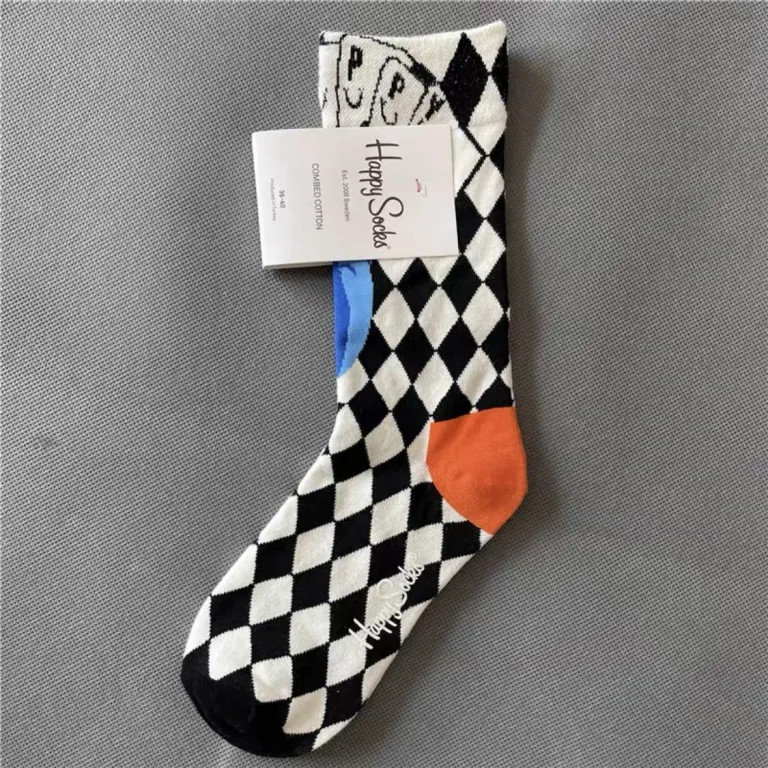 جوراب زنانه رنگارنگ HappySocks طرح کارتونی بامزه مدل اینستاگرامی نیمه‌ساقه بیرونی خیابانی