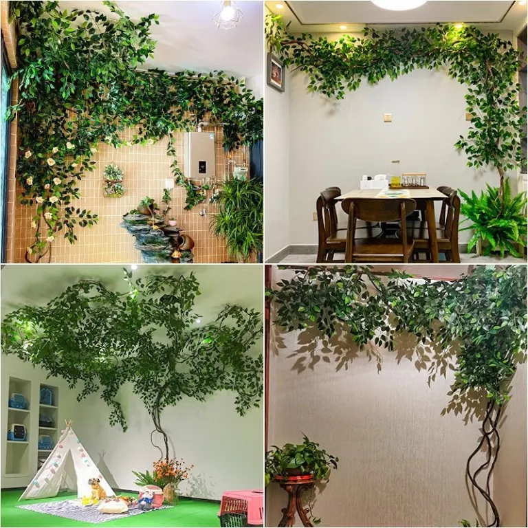 شاخه مصنوعی برگ انجیر، برگ انبه، برگ جینکو، برگ افرای قرمز و برگ سبز برای چیدمان گل