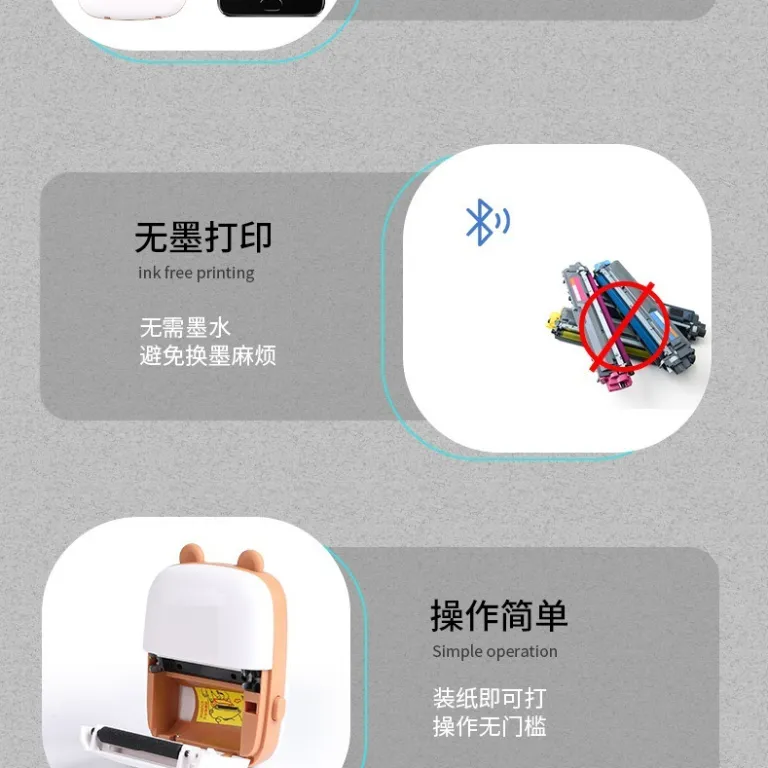 چاپگر حرارتی مینی قابل حمل printerC9 بلوتوثی برای چاپ عکس از موبایل، جیبی مخصوص دانش‌آموز