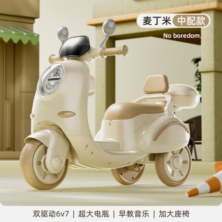 موتورسیکلت سه‌چرخ برقی کودکانه مدل جدید برای دختر و پسر اسباب‌بازی قابل نشستن با قابلیت شارژ