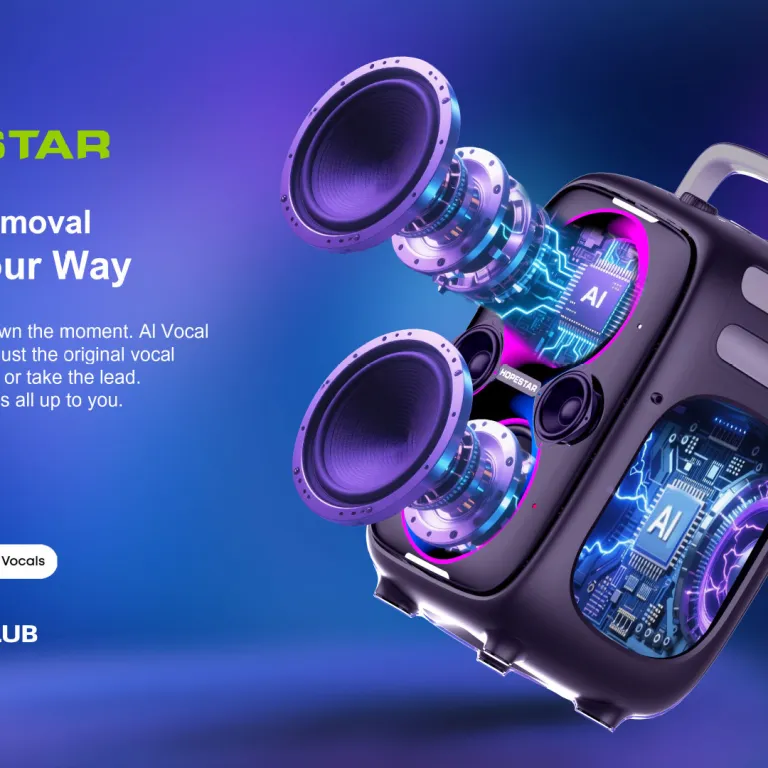 650W اسپیکر بلوتوثی بی‌سیم قابل حمل HOPESTAR PARTYONE CLUB با دو میکروفون دستی و نور RGB
