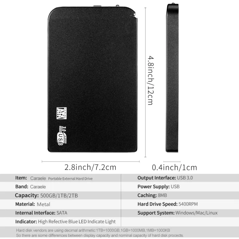 هارد اکسترنال قابل حمل پرسرعت 16TB 8TB 4TB 2TB 1TB هارد قابل حمل USB3.0 مشکی