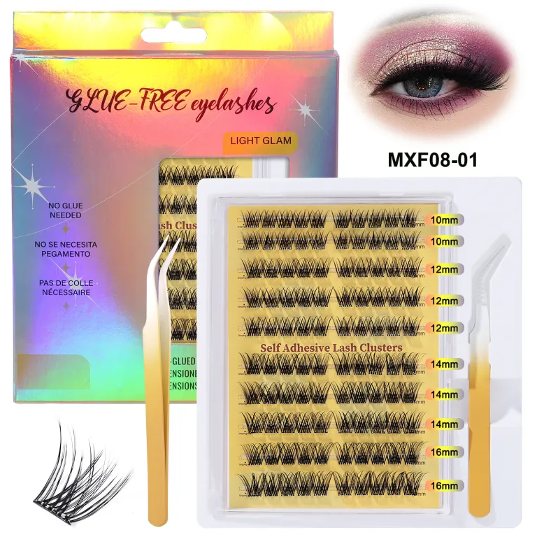 مژه مصنوعی بدون چسب آمازون، ست مژههای تکه‌ای فر و پرپشت DIY کراس‌بردر cluster lashes