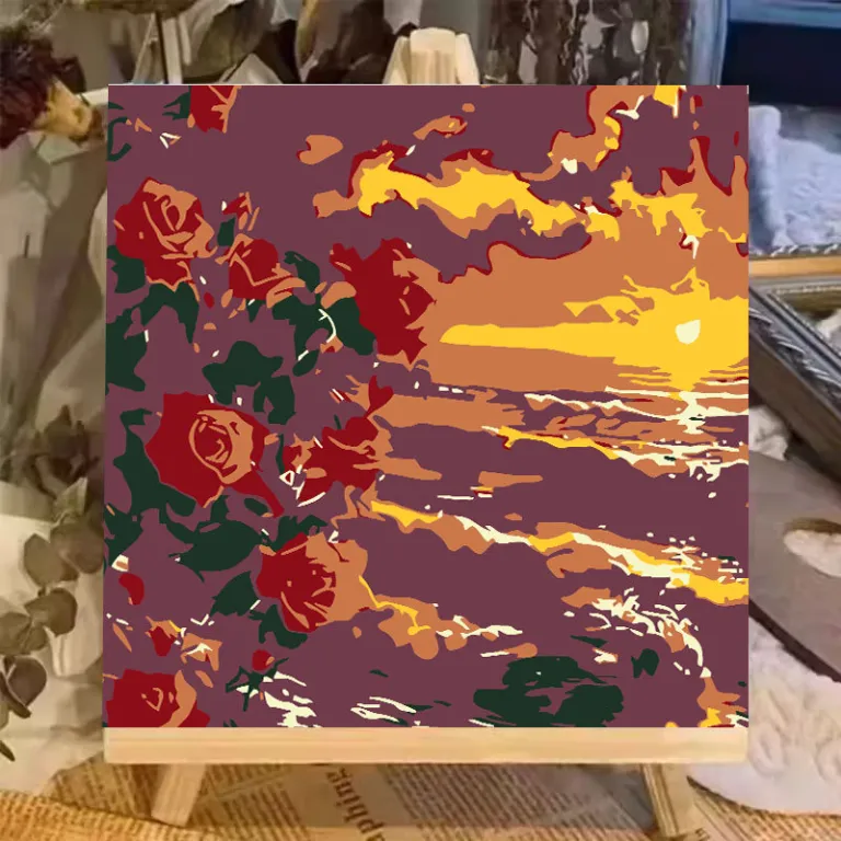 نقاشی رنگ‌روغن دیجیتال گل DIY رنگ‌آمیزی نقاشی دستی کودکانه نقاشی دستی پر کردن منظره لاله نقاشی رنگ‌روغن دیجیتال عمده