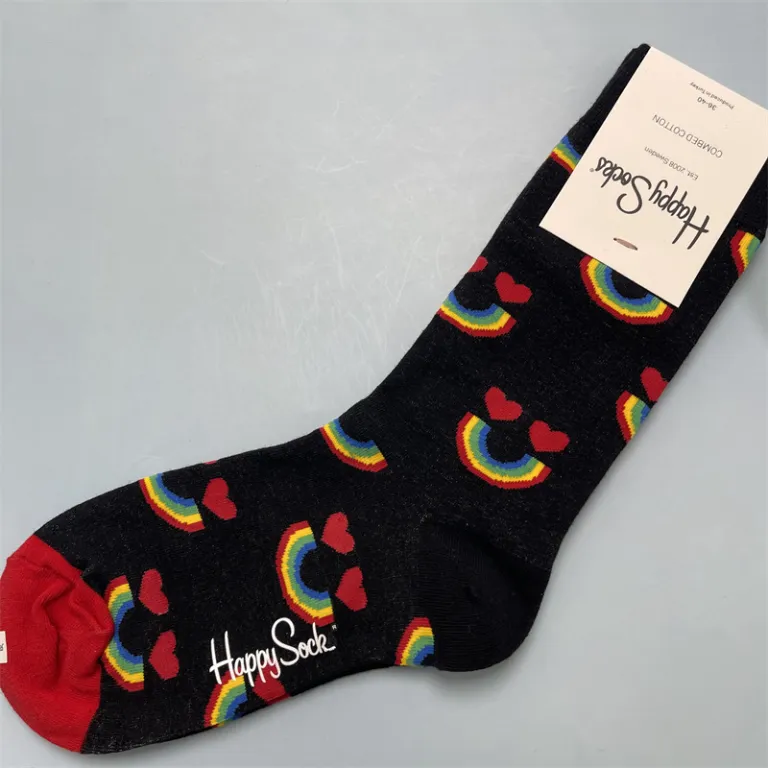 جوراب زنانه رنگارنگ HappySocks طرح کارتونی بامزه مدل اینستاگرامی نیمه‌ساقه بیرونی خیابانی