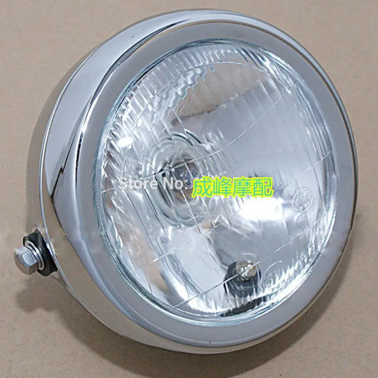 GN125 چراغ جلوی رترو CG125 چراغ بزرگ رترو قابل تغییر برای موتورسیکلت چراغ نور بالا و پایین گرد مشکی آبکاری شده