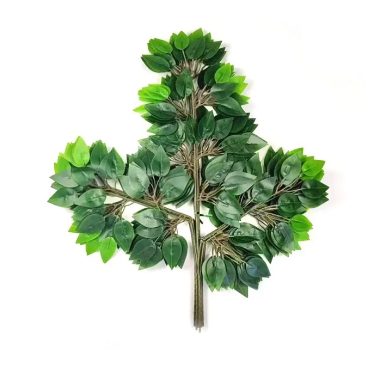 شاخه مصنوعی برگ انجیری با روکش پلاستیکی، برگ سبز مصنوعی برای تزئین باغ و فضای سبز