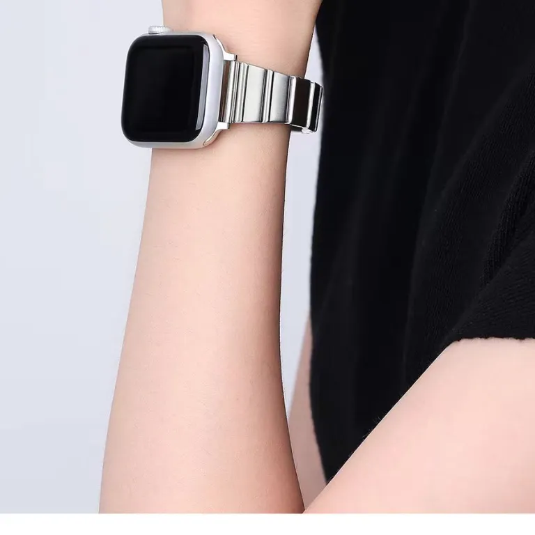 بند مناسب اپل واچ S10 بند iWatchS9 استیل ضدزنگ زنانه طرح کمر باریک s11 حس لوکس ورزشی تابستانی